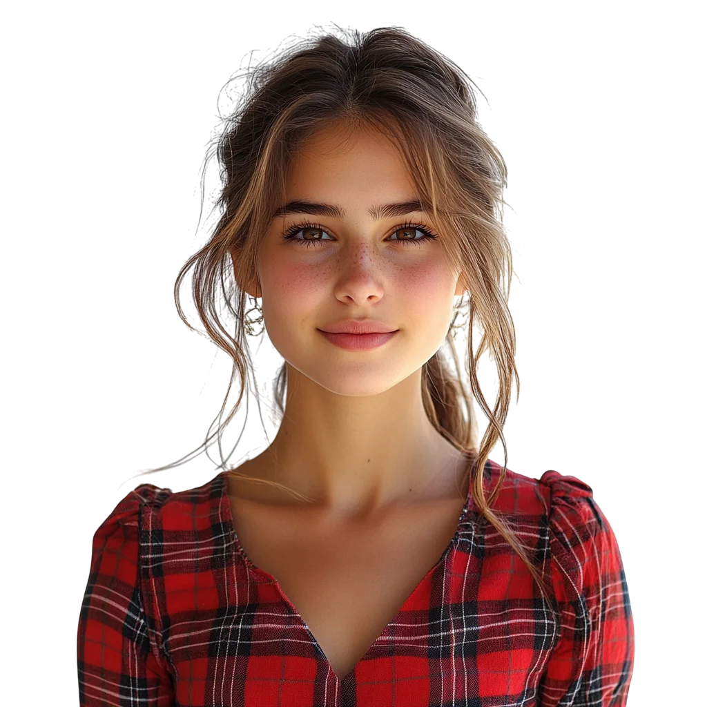Attractive Woman in Flannel Top Free PNG Cutout