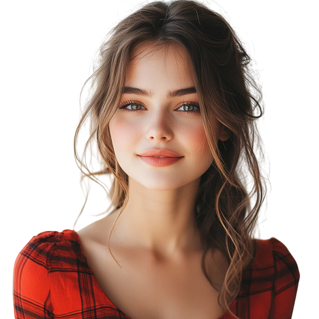 Beautiful Young Woman in Red Top Free PNG Cutout