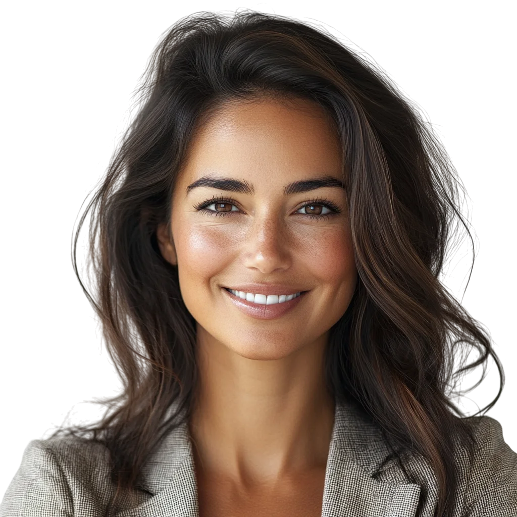 Smiling Brunette Woman in Blazer Free PNG Cutout
