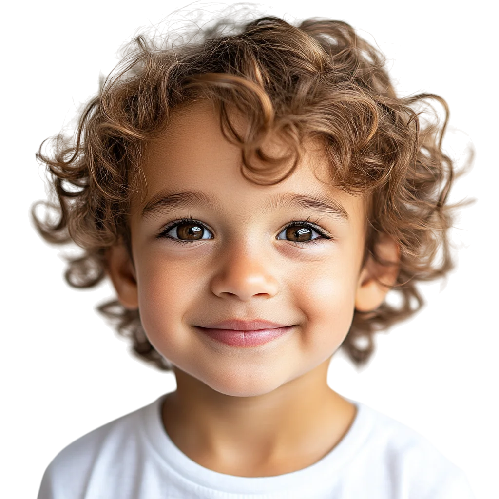 Happy Young Child with Curly Hair Free PNG Cutout