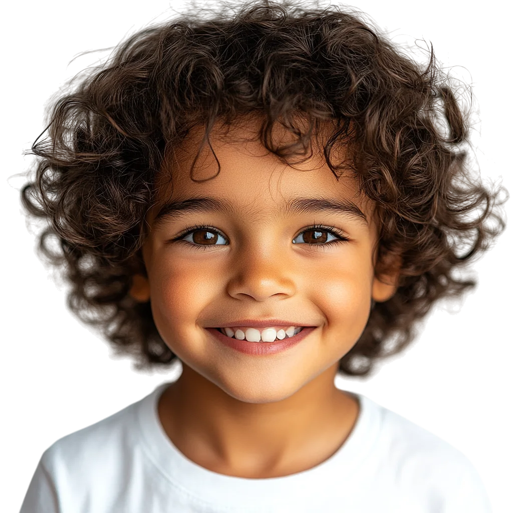 Smiling Curly Hair Child Boy Free PNG Portrait