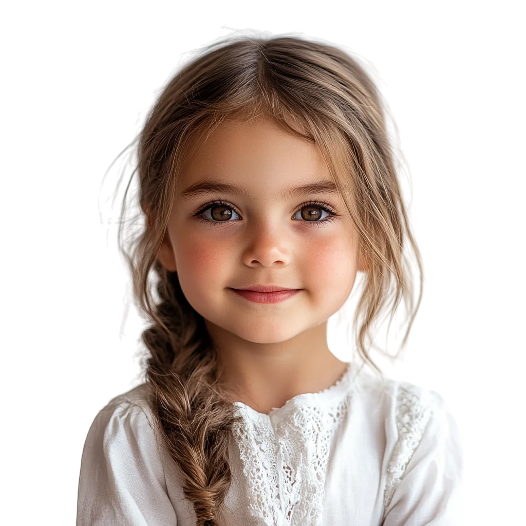 Pretty Little Girl with Braid Free PNG Cutout
