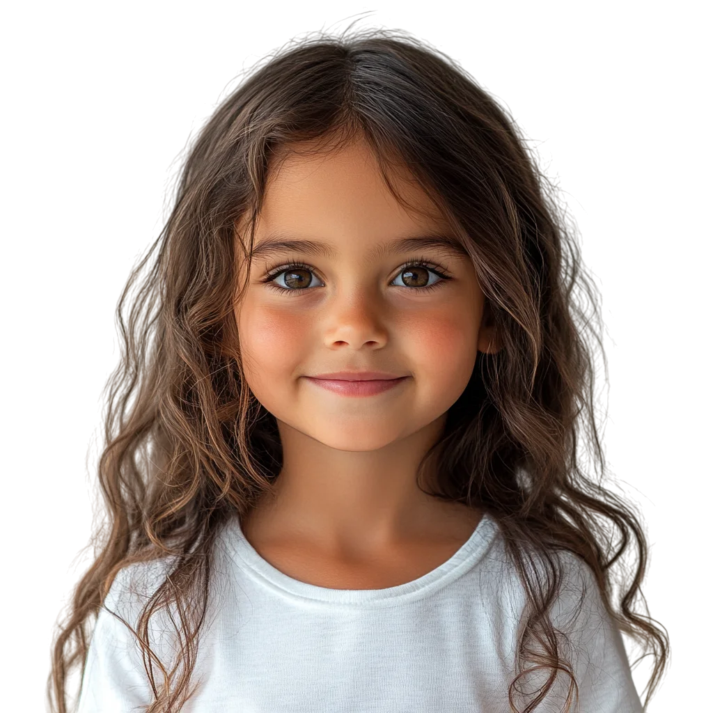 Adorable Long Hair Girl Smiling Free PNG Cutout