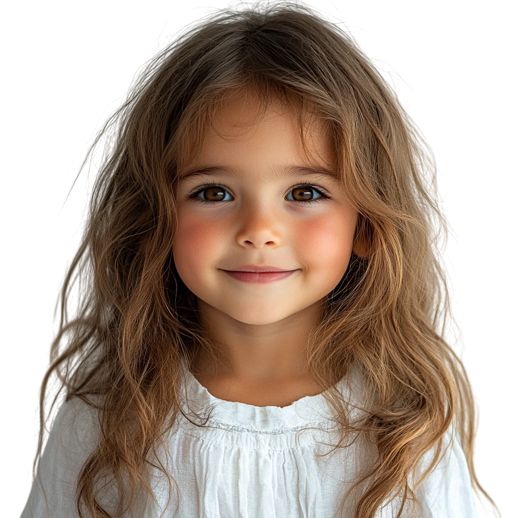 Cute Long Hair Little Girl Free PNG Portrait