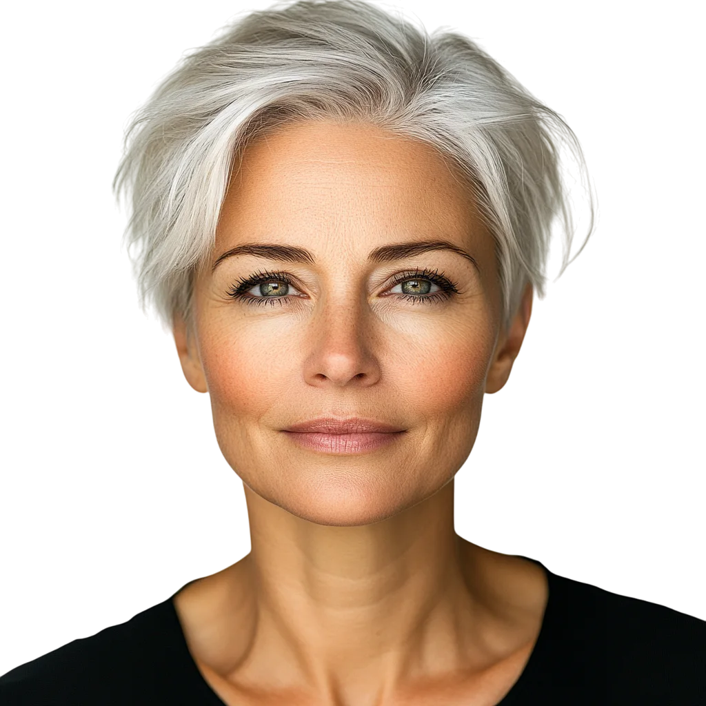 Short Gray Hair Mature Woman Free PNG Portrait