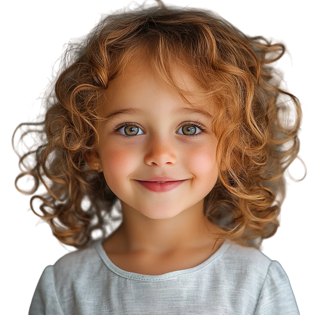 Smiling Curly Hair Young Child Free PNG Portrait