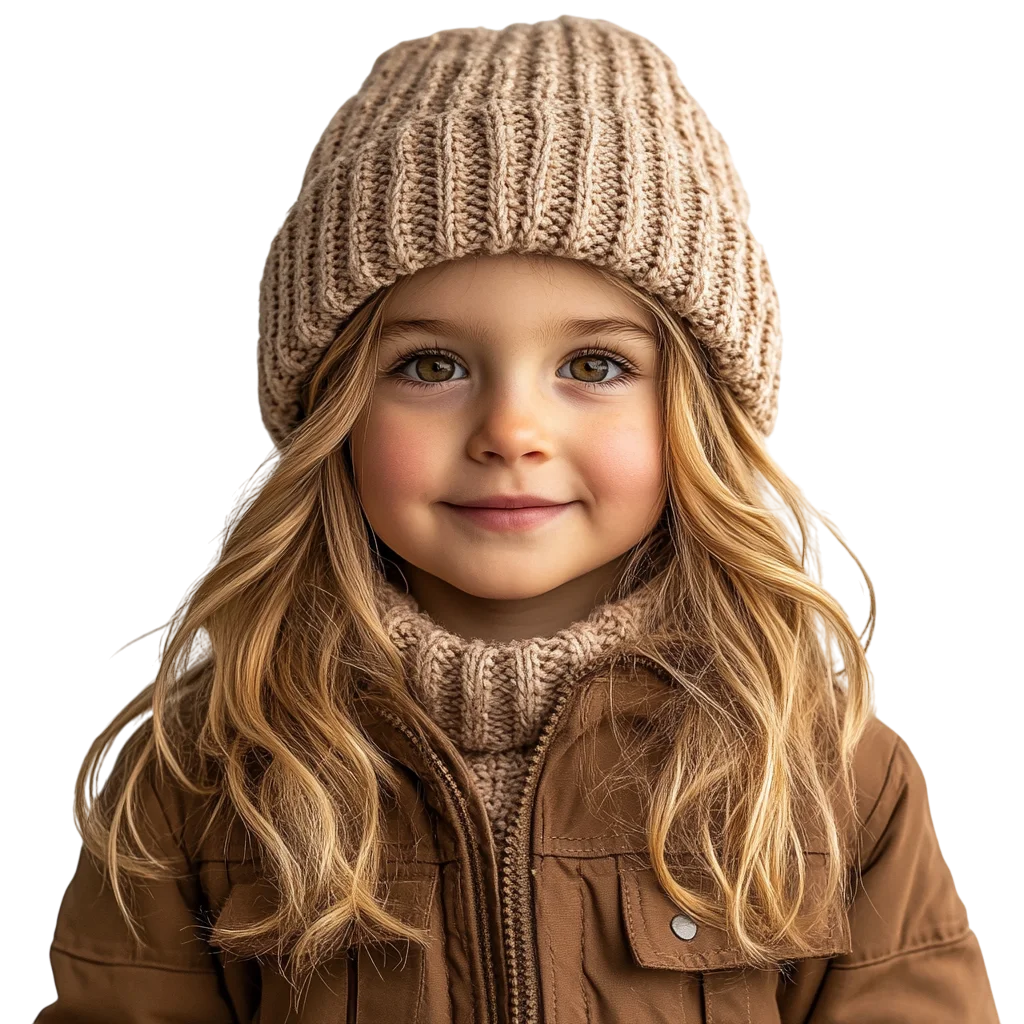 Blonde Girl in Winter Hat and Jacket Free PNG