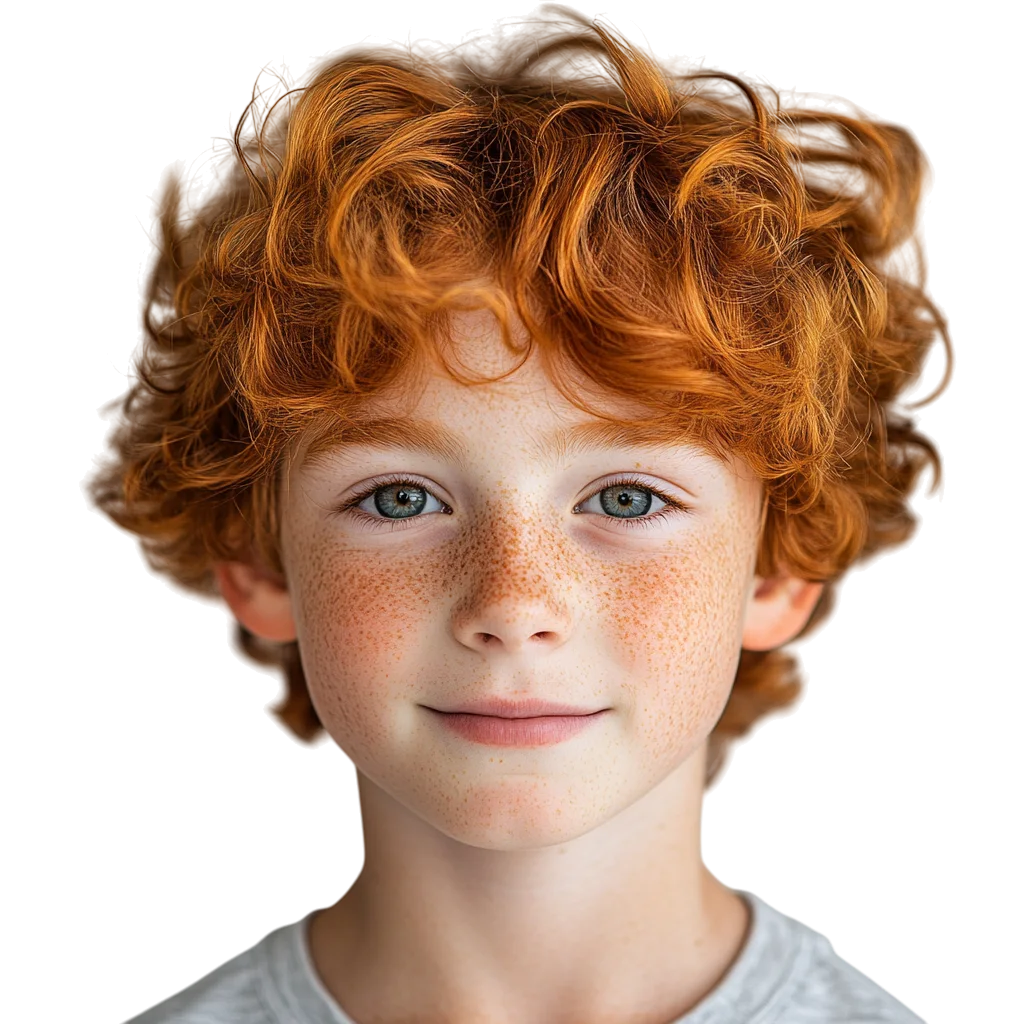 Cute Ginger Hair Boy Smiling Free PNG Cutout