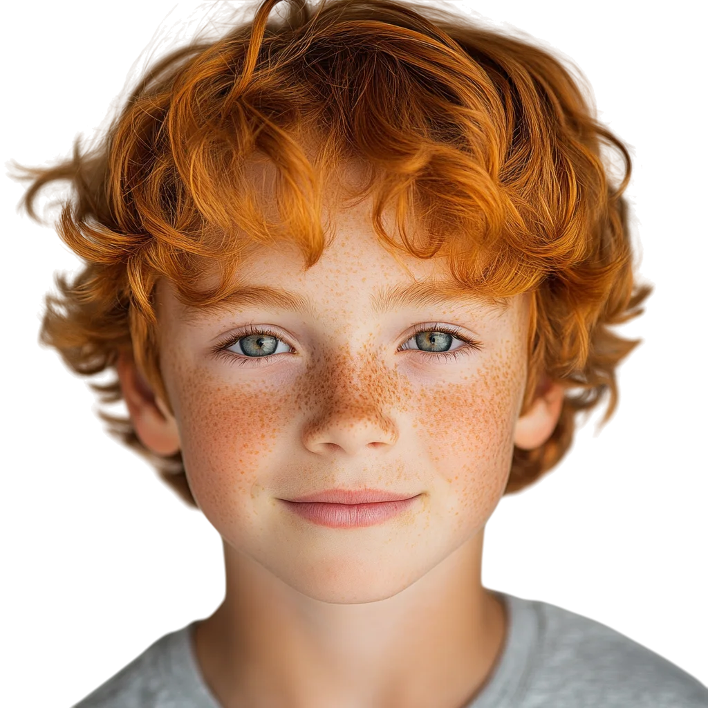 Redhead Young Boy Smiling Free PNG Headshot
