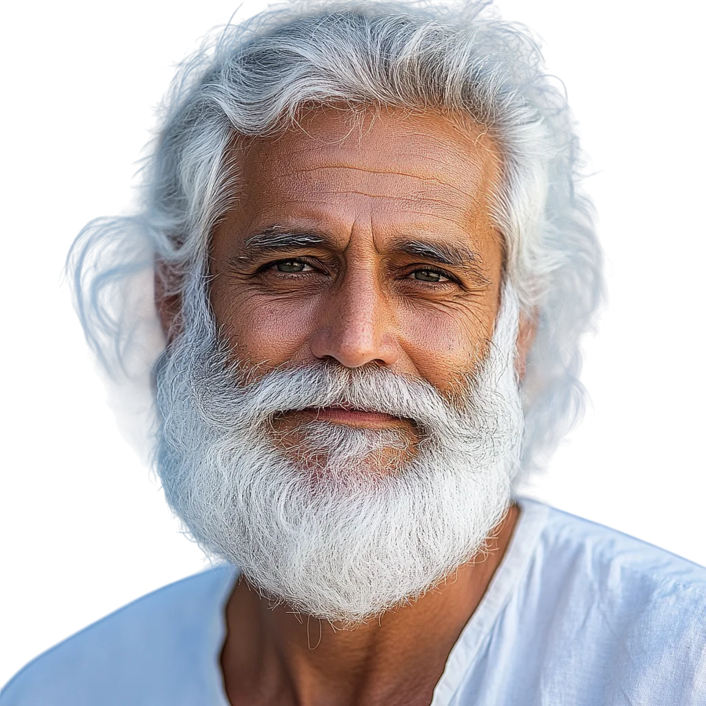 Senior Man with White Beard Free PNG Headshot