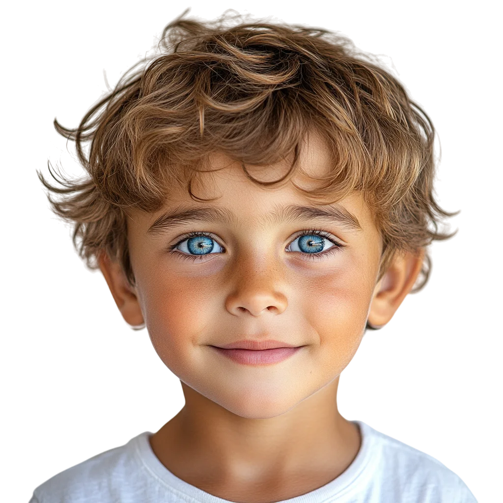 Cute Smiling Boy with Blue Eyes Free PNG Portrait