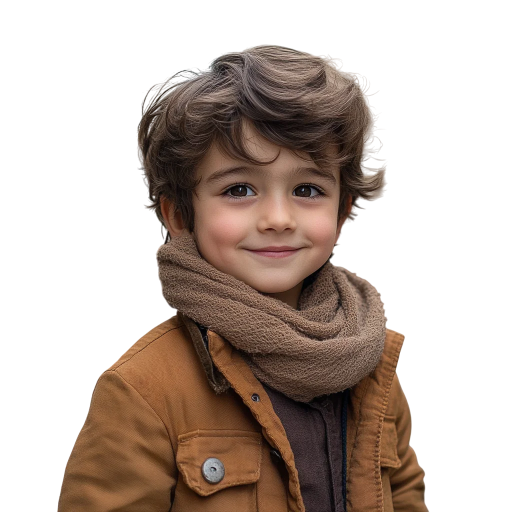 Smiling Young Boy in Winter Jacket Free PNG
