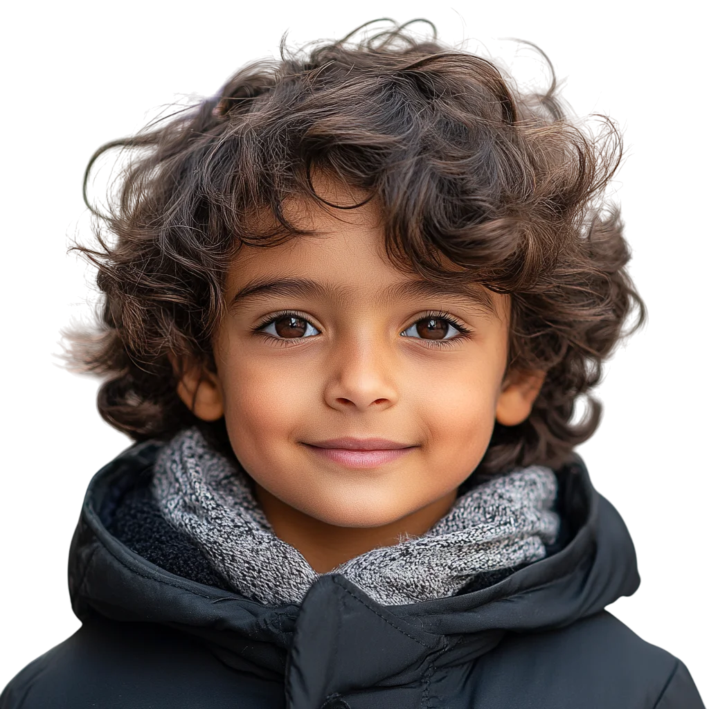 Young Boy in Warm Winter Scarf Free PNG Cutout