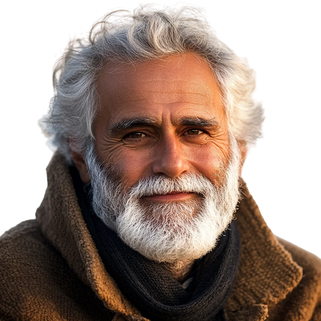 Rugged Mature Man with White Beard Free PNG