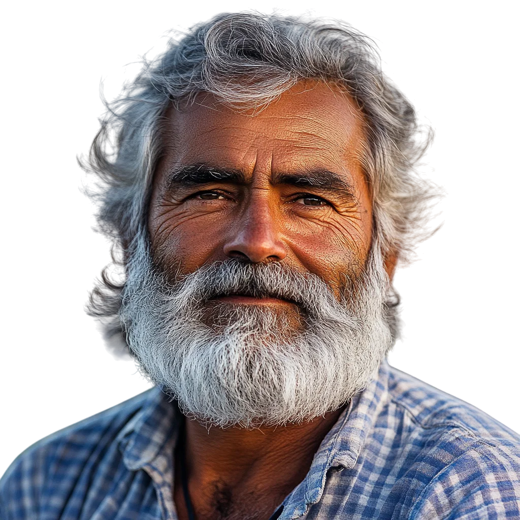 Weathered Senior Man with Gray Beard Free PNG