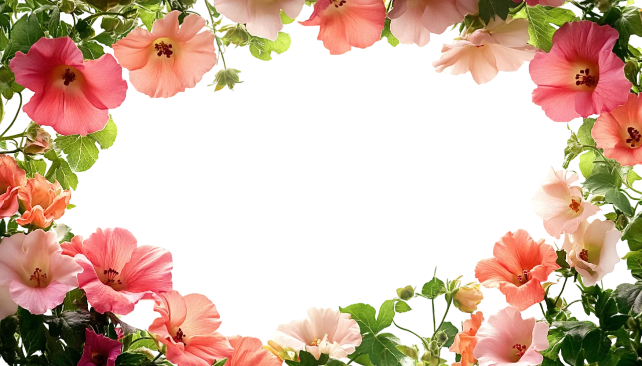 Peach Watercolor Floral Border Frame Free PNG