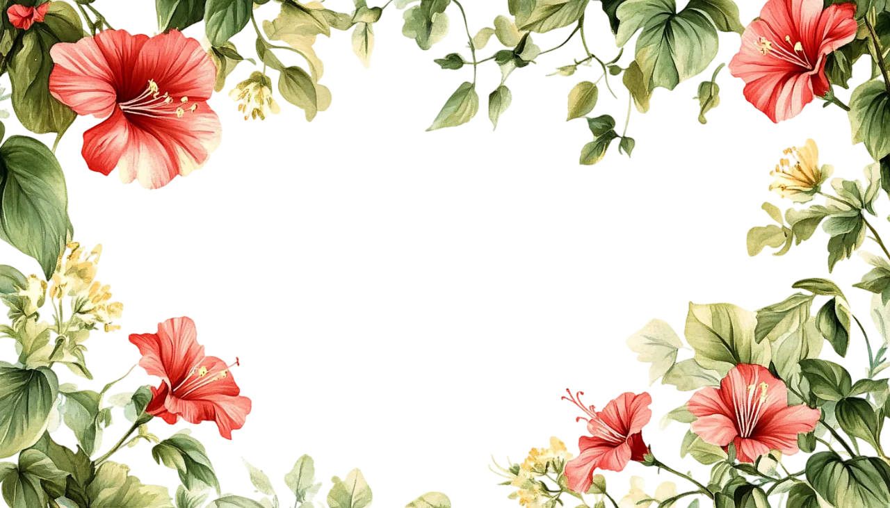 Watercolor Greenery and Floral Frame Free PNG