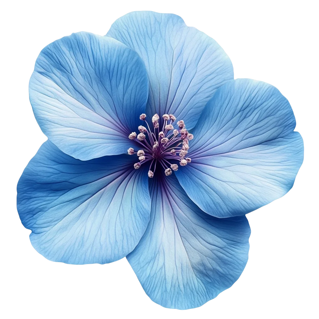 Sky Blue Anemone Flower Bloom Overhead Cutout Free PNG