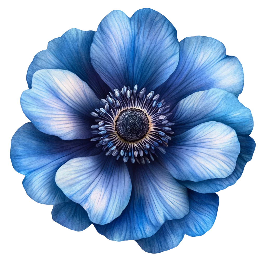 Dark Blue Poppy Anemone Flower Blossom Top View Free PNG