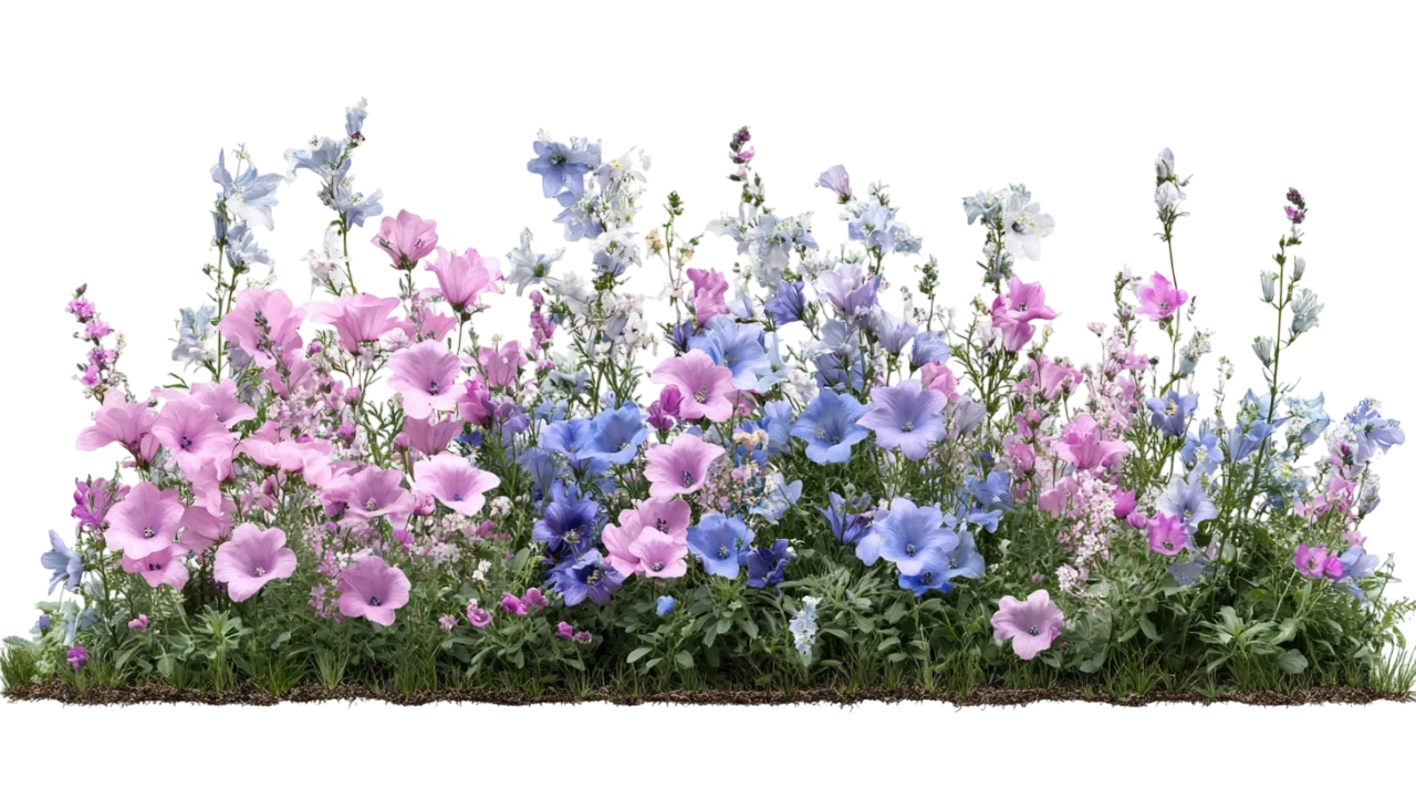 Pastel Purple and Pink Wildflower Garden Border Free PNG