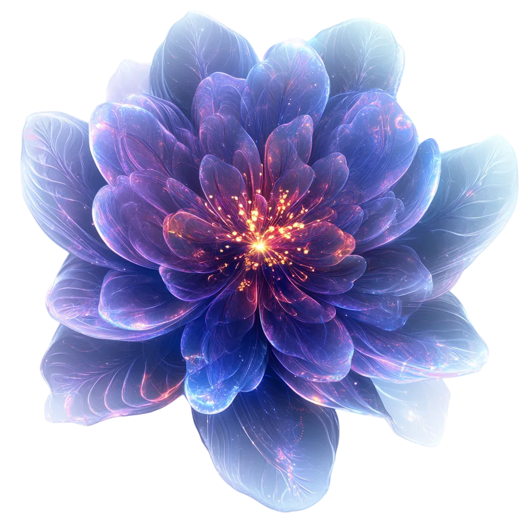 Glowing Blue Fantasy Flower Blossom Overhead Free PNG