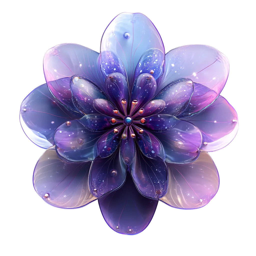 Glowing Purple Crystal Flower Blossom Cutout Free PNG