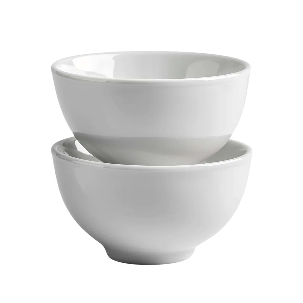 Pair of White Porcelain Bowls Free PNG Kitchenware
