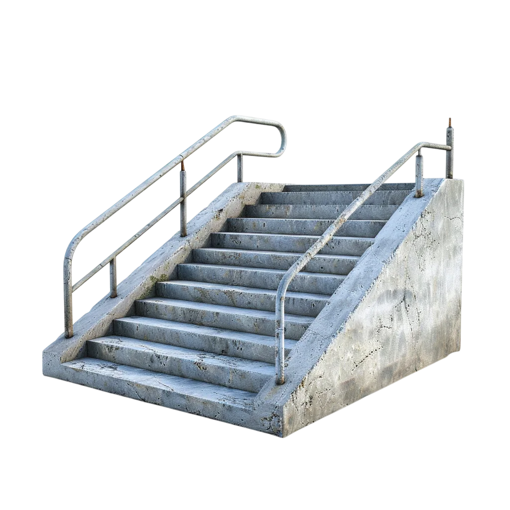 Outdoor Concrete Steps with Handrail Free PNG