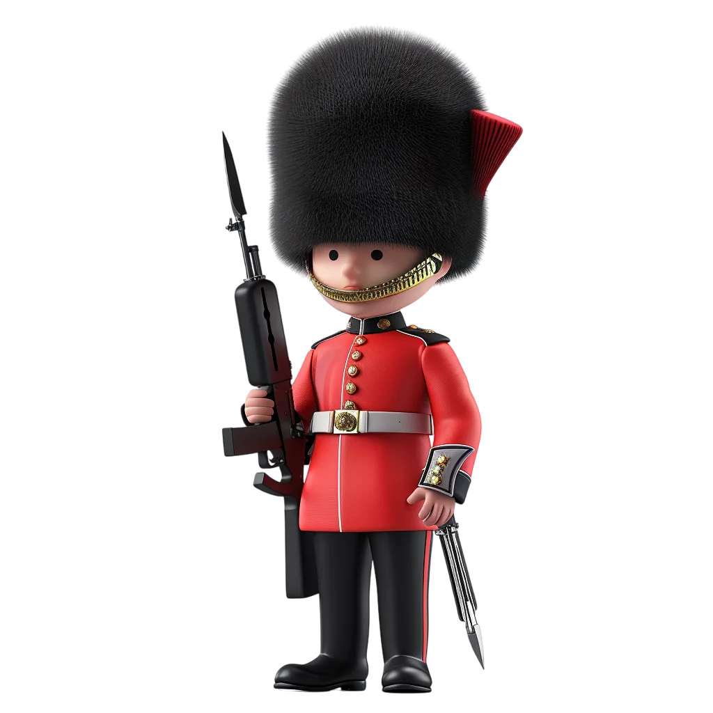 Cute 3D Cartoon Royal Guard Free PNG Character