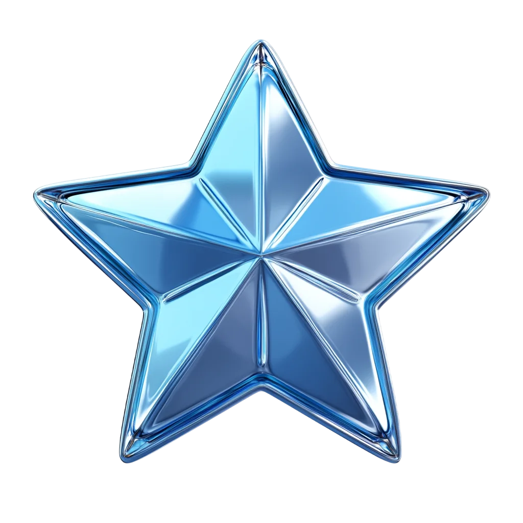 Metallic Blue 3D Star Badge Free PNG Icon