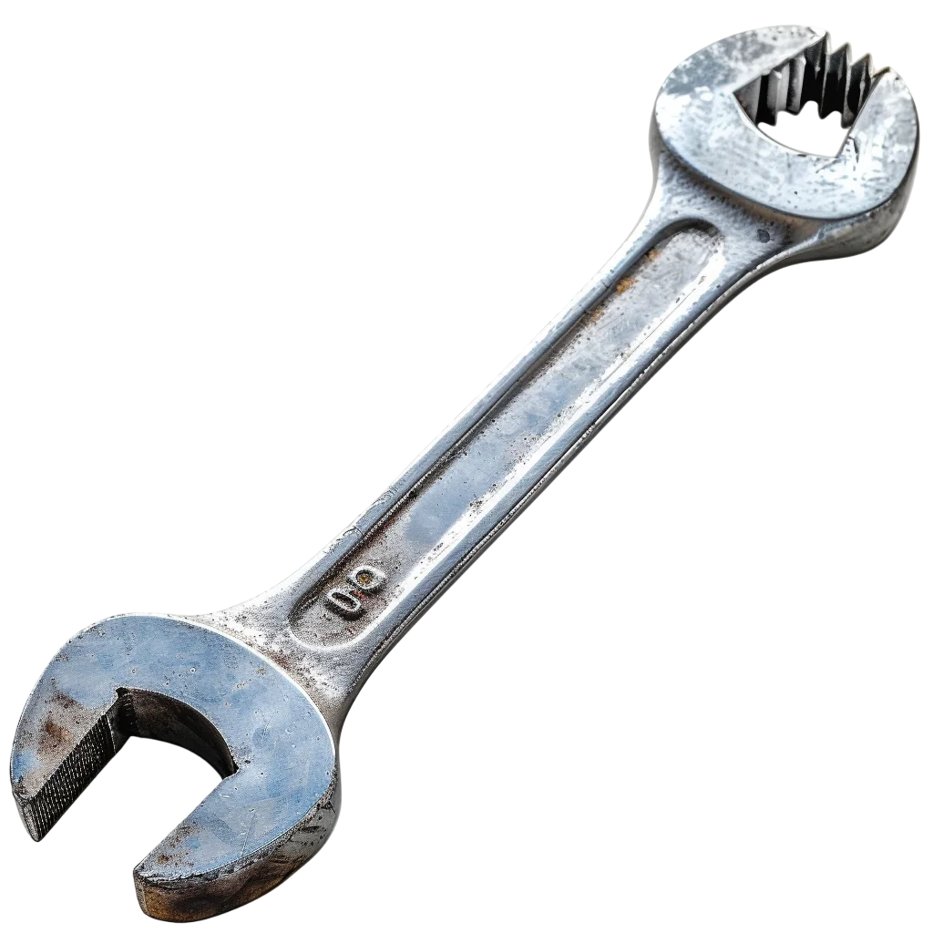 Vintage Chrome Open End Wrench Free PNG Cutout