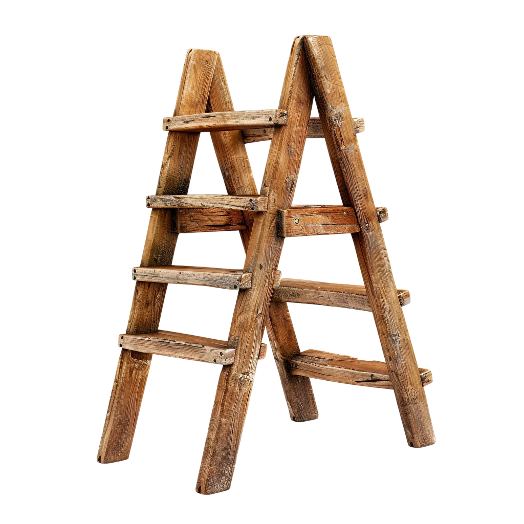 Rustic Farmhouse Wooden Stepladder Free PNG