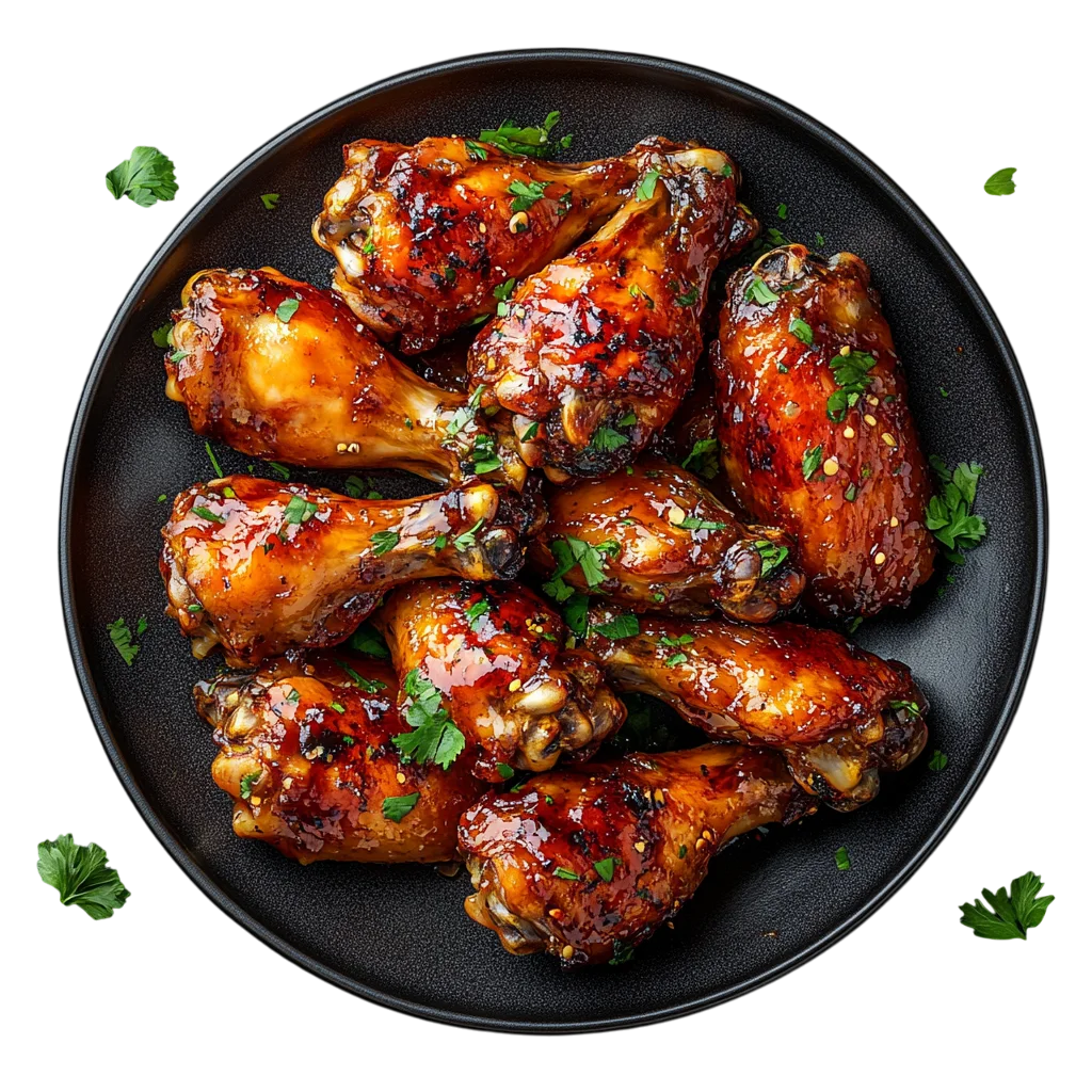Crispy Baked BBQ Chicken Wings Plate Free PNG