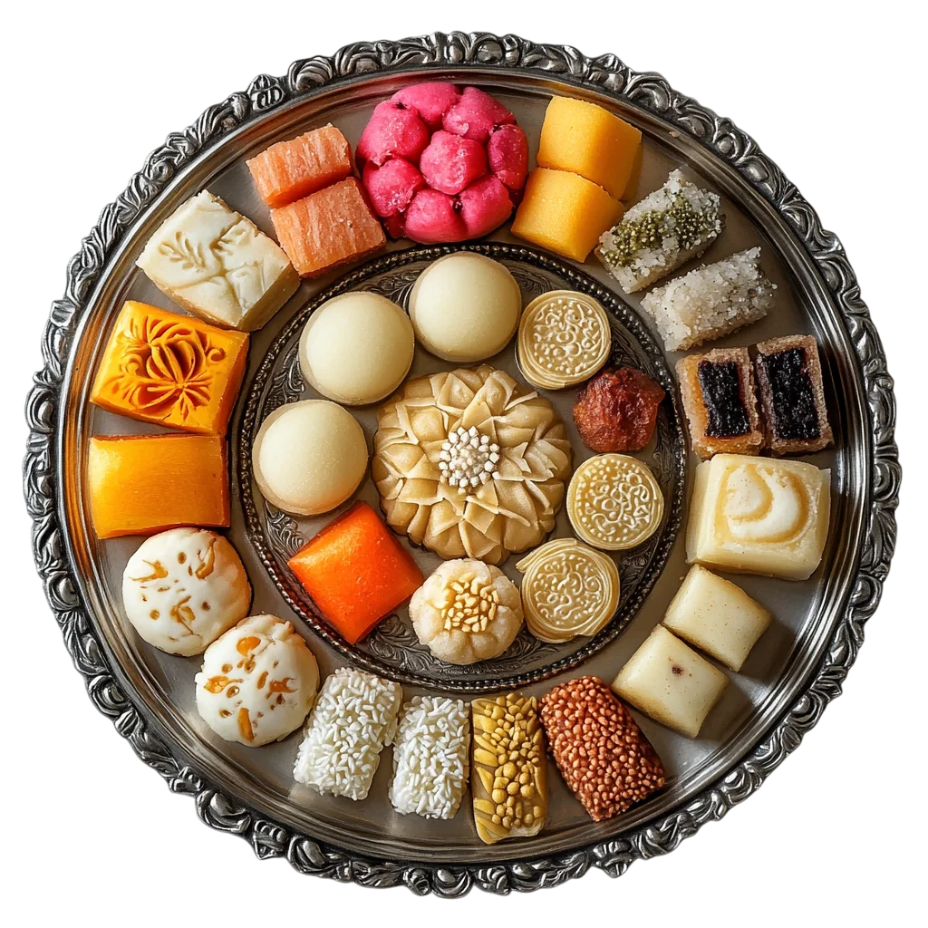 Festive Indian Mithai Sweets Platter Free PNG