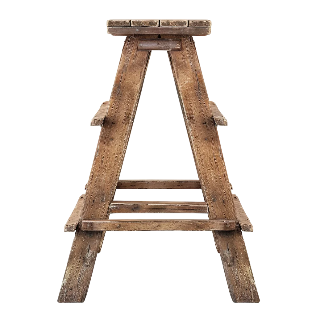 Vintage Wood Folding Ladder Stool Free PNG