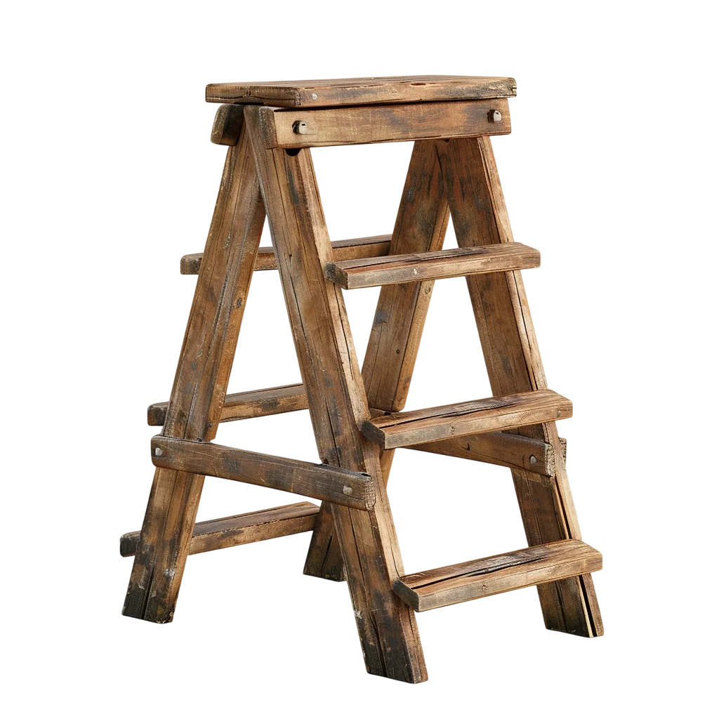 Rustic Wooden Stepladder Free PNG Home Decor