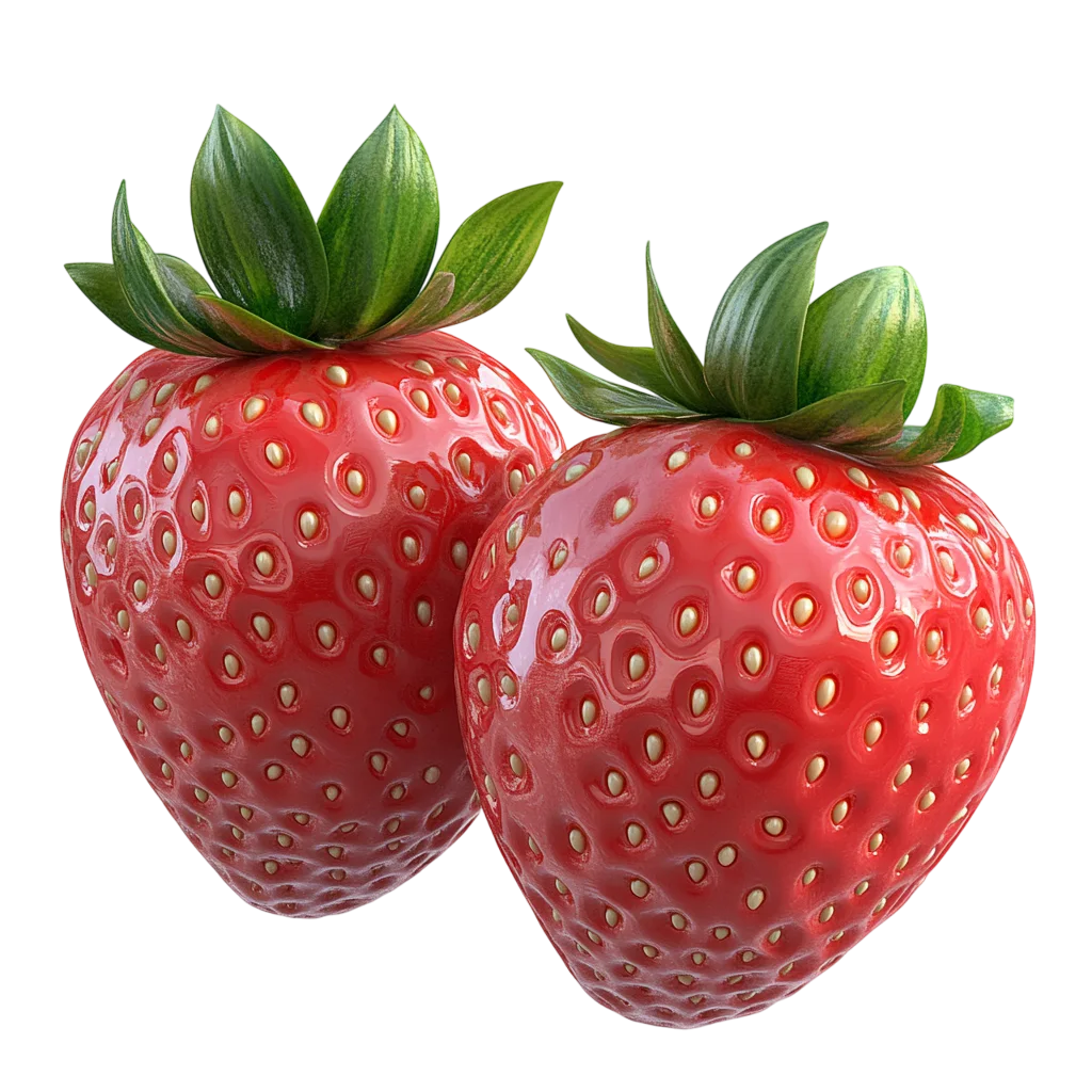 Two Fresh Whole Strawberries Free PNG Fruit