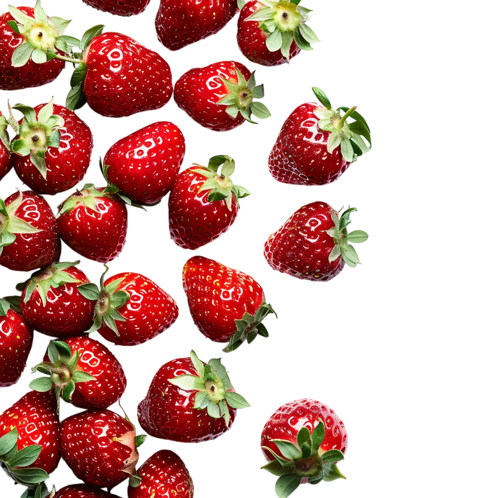 Fresh Falling Strawberries Pattern Free PNG