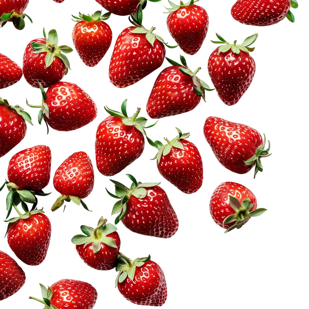 Scattered Ripe Strawberries Pattern Free PNG