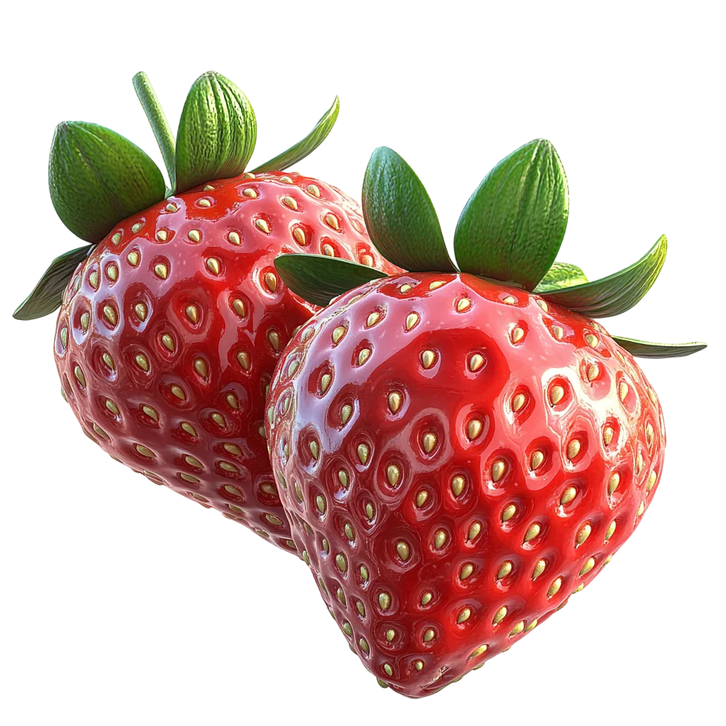 Pair of Fresh Ripe Strawberries Free PNG Fruit