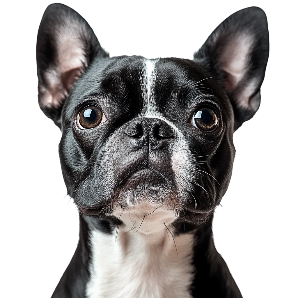 Black and White French Bulldog Portrait Free PNG
