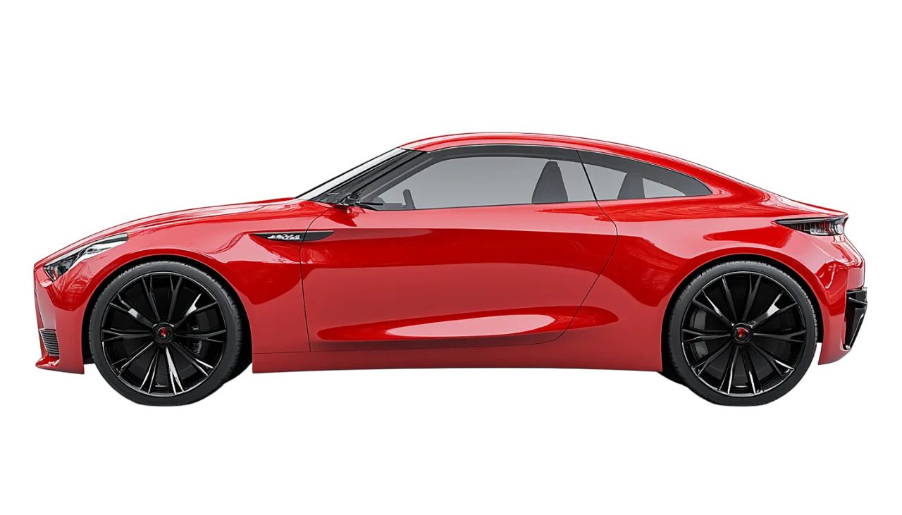 Sleek Red Sports Coupe Side View Free PNG