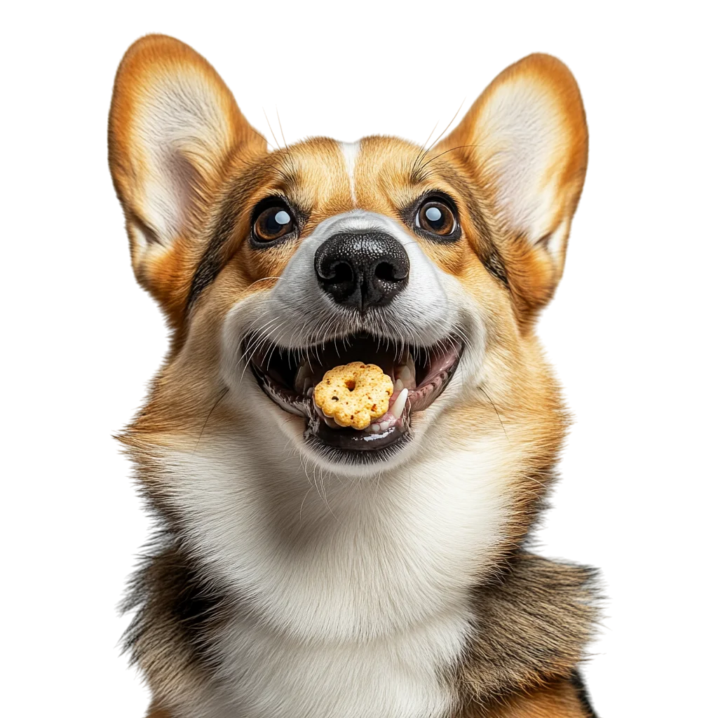 Happy Corgi Dog with Treat in Mouth Free PNG