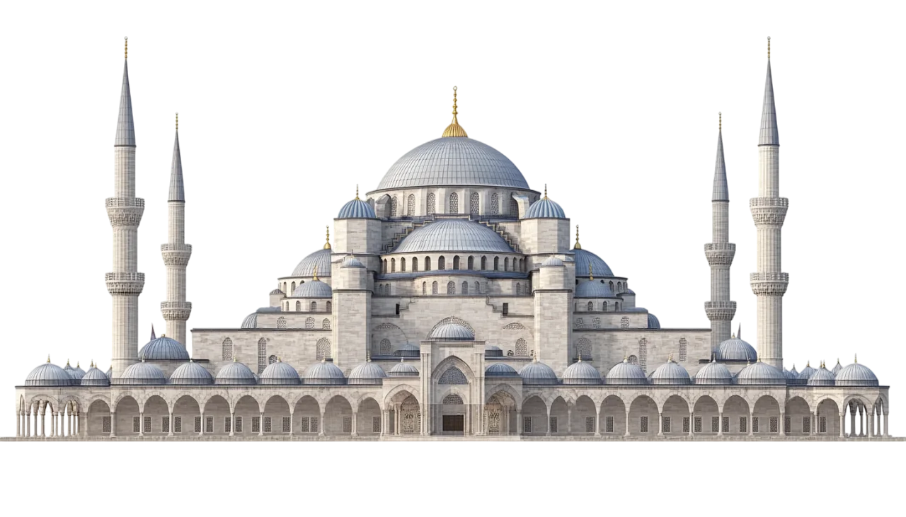 Ancient Domed Mosque Building Free PNG Cutout