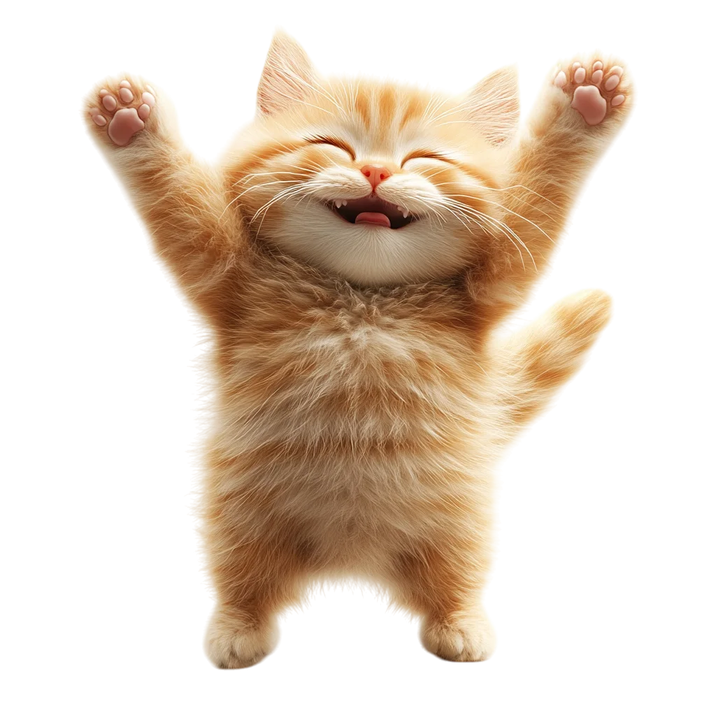 Cute Cheerful Ginger Kitten Free PNG Mascot