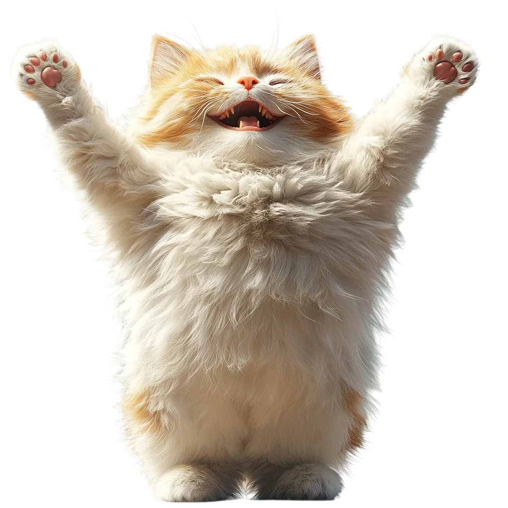 Happy Cheering Kitten Standing Up Free PNG Cutout
