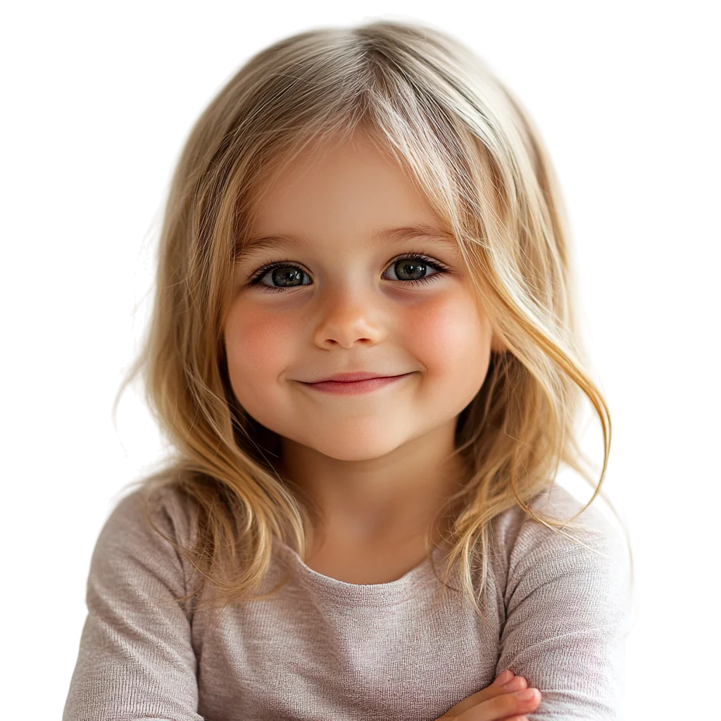 Smiling Little Girl Portrait Free PNG Image