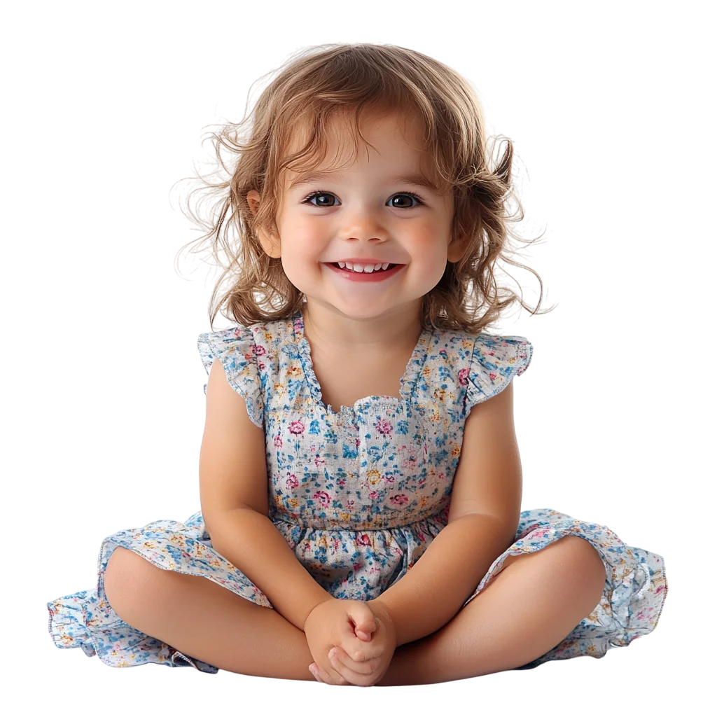 Smiling Toddler Girl Sitting Free PNG Cutout