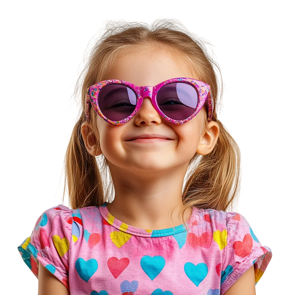 Cute Little Girl in Purple Sunglasses Free PNG