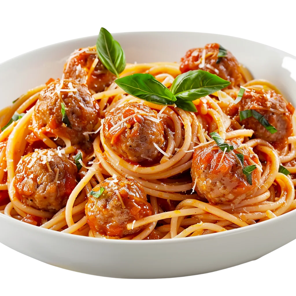 Spaghetti Bolognese with Meatballs Free PNG Dish